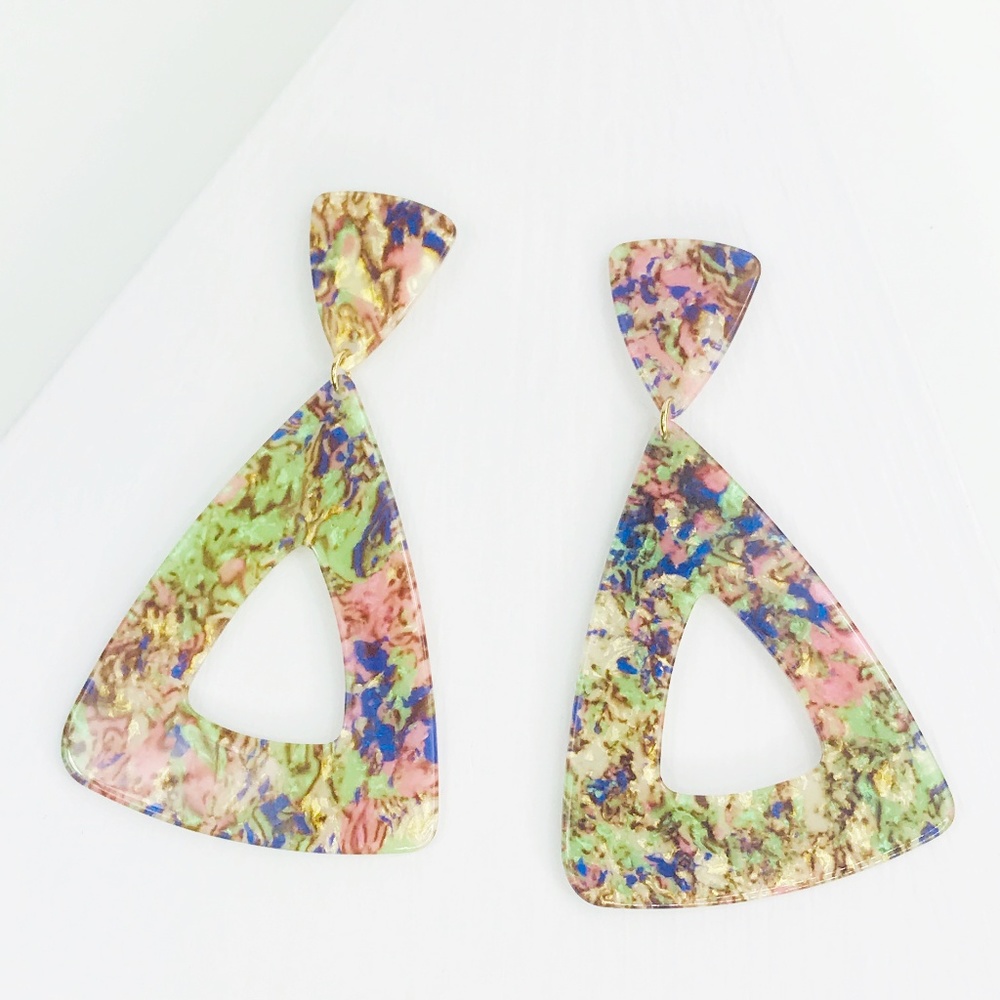Triangle Drop Earrings in Pastel